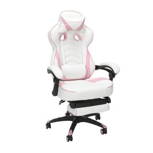 lot 8947 image: RESPAWN 110 Racing Style Gaming Chair, Reclining Ergonomic Leather Chair with Footrest, in Pink (RSP-110-PNK)