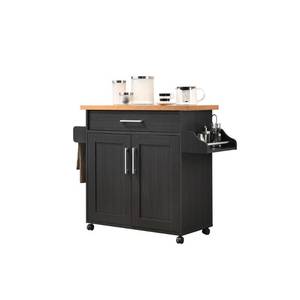 lot 8957 image: Hodedah Kitchen Island in Black Beech
