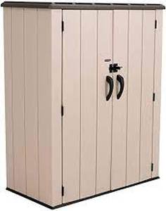 lot 8926 image: Lifetime 60326 Vertical Storage Shed, Pack Of 1, Desert Sand