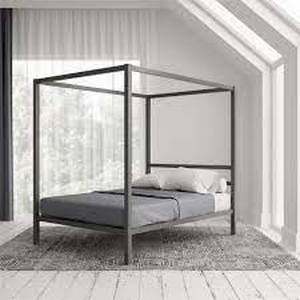 lot 8978 image: DHP Modern Canopy Bed, Gunmetal Gray, Queen