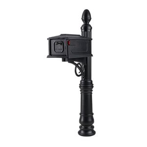 lot 56712 image: Gibraltar Mailboxes Stratford All-in-One, Medium, Plastic, Mailbox & Post Combo, Black, SC000B01