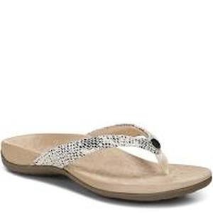 lot 56500 image: Womens Vionic Leather Snake Printed Thong Sandals (Size 8)