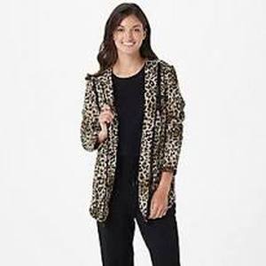 lot 56574 image: Susan Graver Weekend Printed French Terry Jacket with Hood (Neutral, 2X)