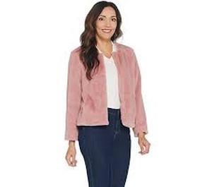 lot 56594 image: As-Is G.I.L.I Faux Fur Jacket with Pockets (Rose, Medium)