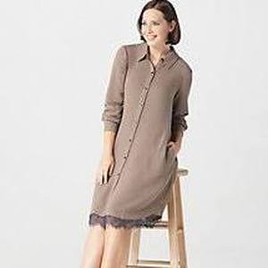 lot 56599 image: LOGO by Lori Goldstein Woven Crinkle Gauze Duster Dress (Smokey Olive, X-Small)