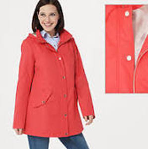 lot 56607 image: Dennis Basso Water Resistant Zip Front Jacket with Removable Coral Large