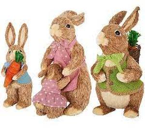 lot 56610 image: 3 Piece Sisal Bunny Family with Mom, Dad and Child
