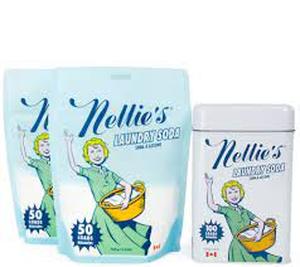 lot 56611 image: Nellies 100 Load Laundry Soda Tin with (2) 50 Load Refills