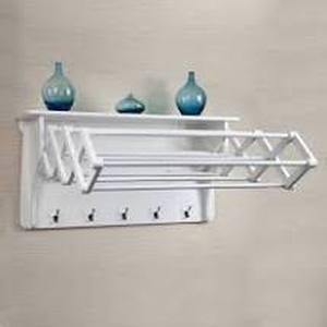 lot 56617 image: Wall Mounted Wood Folding Drying Rack