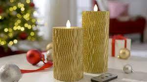 lot 56621 image: Home Reflections Set of 2 Flameless Swirled Glitter Candles - Gold
