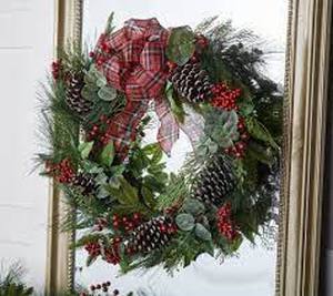 lot 56626 image: Oversized 28 Pinecone and Berry Wreath