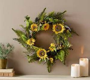 lot 56630 image: 22 inch Sunflower Poppy and Lavender Wreath