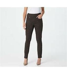 lot 56645 image: Belle by Kim Gravel Tall Triple Luxe Twill Jean Leopard Tall Size 20