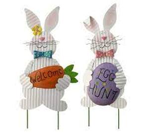 lot 56671 image: 20 inch Easter Bunny Garden Stake Decor - Set of 2