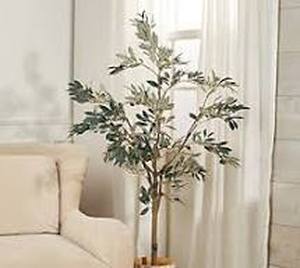lot 56678 image: 5 ft Faux Olive Leaf Tree in Starter Pot by Valerie