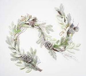 lot 56681 image: Home Reflections 6 ft Frosted Greenery Garland