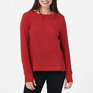 lot 56691 image: Cuddle Duds Fleecewear Stretch Hi-Lo Crew Pullover Top Deep Red Size 3X