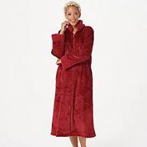 lot 56698 image: Stan Herman Silky Shag Plush Tall Length Zip Up Robe Ruby Tall - XL