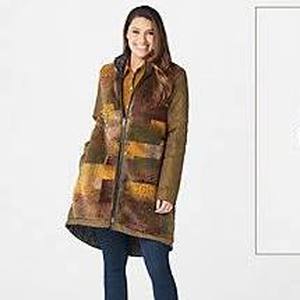 lot 56717 image: LOGO by Lori Goldstein Reversible Mixed Media & Faux Fur Blackberry- XL
