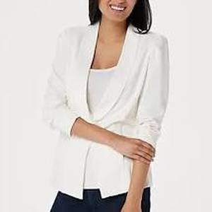 lot 56720 image: LOGO by Lori Goldstein Stylist Ponte Blazer Antique White - 3X