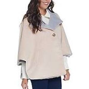 lot 56722 image: Martha Stewart Button Front Cape Coat with Pockets Cafe Au Lait - Medium