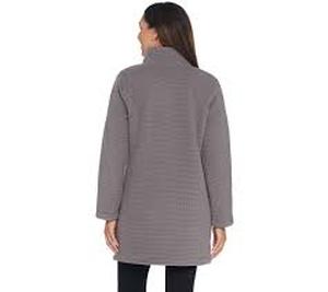 lot 56726 image: Denim & Co. Petite Chenille Fleece Bonded w Sherpa Jacket Indigo - XL