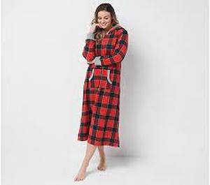 lot 56733 image: Cuddle Duds Fleece Stretch Hooded Pullover Lounger Red Buffalo Size 1X