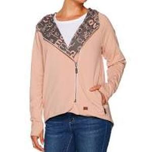 lot 56759 image: Peace Love World Reversible Knit Jacket with Allover Print Grey Dusty Rose - 1X