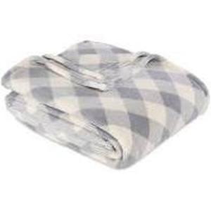 lot 56770 image: Berkshire Blanket Buffalo Plaid Double Sided Sherpa Cape - Lavendar White
