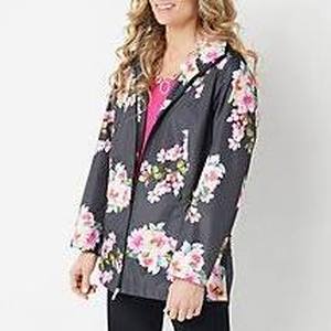 lot 56803 image: Susan Graver Water Resistant Packable Anorak Jacket with Hood (Floral, Medium)