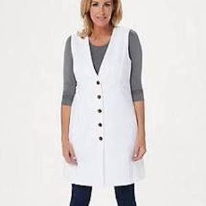 lot 56823 image: Lisa Rinna Collection Mid-Length Button Front Vest (White, Large)