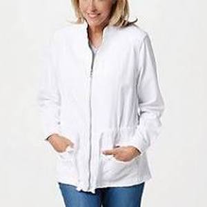 lot 56828 image: Denim & Co. Utility Jacket with Eyelet Trim (White, Size 2X)