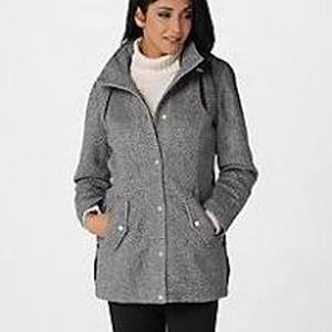 lot 56834 image: Susan Graver Tweed Jacket with Lacing Detail (Grey Tweed, Size 3X)