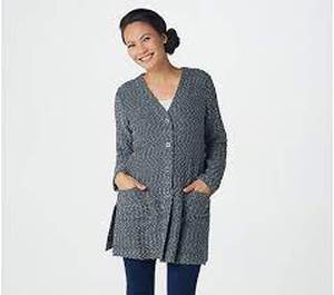 lot 56835 image: GRAVER Susan Graver Novelty Slub-Knit Cartigan (Grey, X-Large)