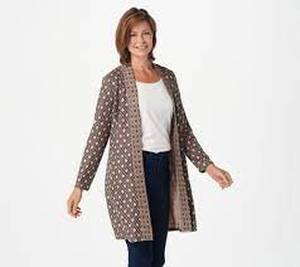 lot 56839 image: GRAVER Susan Graver Regular Printed Novelty Knit Duster Card (Spice, Large)