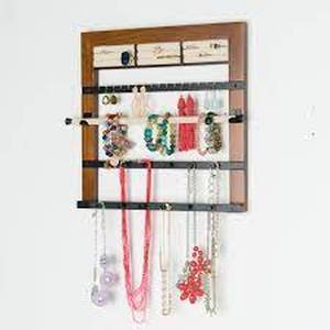 lot 56709 image: Polett Wall Jewelry Hooks Hanging Organizer