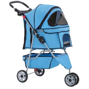 lot 56902 image: 3 Wheel Folding Pet Stroller, Blue