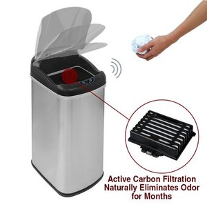 lot 56904 image: 13.2 Gal Deodorizer Touchless Stainless Steel Trash Can Automatic Motion Sensor