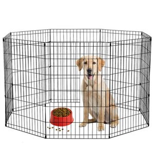 lot 56910 image: 30H Dog Playpen 8 Panel Crate Fence, Black