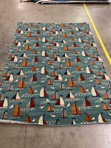 lot 56944 image: Teal Sailboat 5 x 7 Area Rug