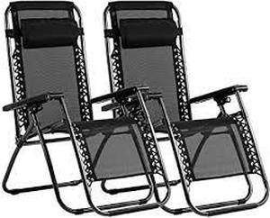 lot 56924 image: Zero Gravity Chair Patio Lounge Recliners Adjustable Folding Set of 2 for Poolside Outdoor Yard Beach