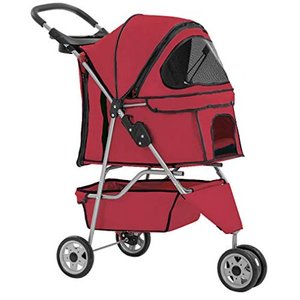 lot 56960 image: 3 Wheel Folding Pet Stroller, Red