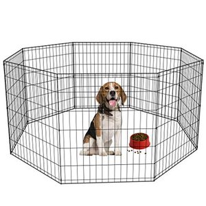 lot 56364 image: 30H Dog Black Playpen Crate Fence Pet Kennel Play Pen Exercise Cage 8 Panel