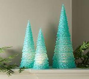 lot 56384 image: Set of 3 Illuminated Acrylic Glitter Trees by Valerie Green
