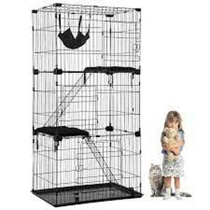 lot 56972 image: Cat Cage Cat Crate Kennel Cat Playpen with Free hammock Perching Shelves 67 inch
