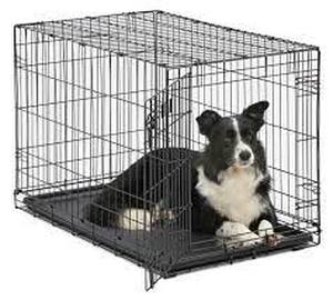 lot 56995 image: Midwest Homes For Pets Dog Crate Single Door Folding Metal Dog Crates 36