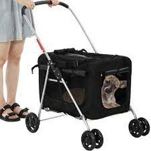 lot 56996 image: Dog Stroller Cat Stroller Pet Carriers Bag Jogger Stroller for Small Medium Dogs Cats Travel Camping 4 Wheels Lightweight Waterproof Folding Crate Stroller with Soft Pad, Black