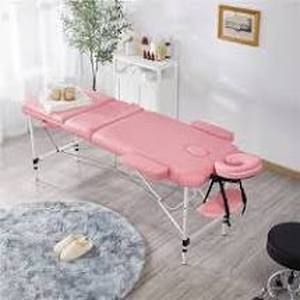 lot 56962 image: MT-T1-Pink, Massage table portable massage bed, 186 cm, height adjustable and two-fold folding, with carrying bag, Pink