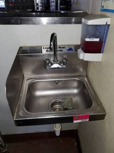 lot 22021 image: 17in Hand Sink, Soap Dispenser, Paper Towel Dispenser