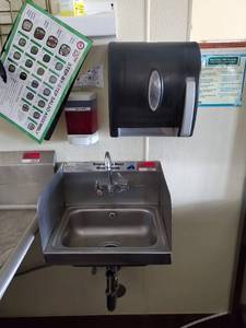 lot 22077 image: 17in Hand Sink, Soap Dispenser, Paper Towel Dispenser